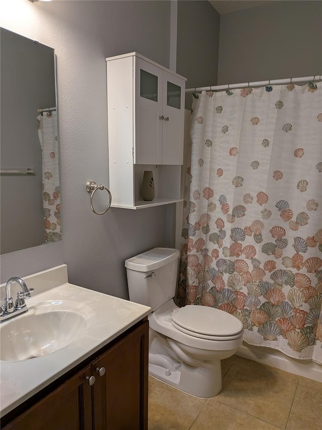 223 W Fiesta Key Loop, Deland, FL 32720 - bathroom with vanity, tile patterned floors, and a shower with shower curtain