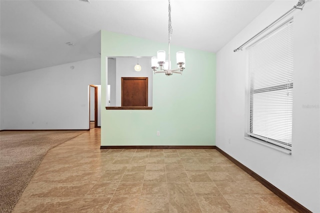 1018 E Gaucho Cir, Deltona, FL 32725 - spare room with a chandelier, lofted ceiling, and baseboards