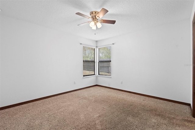 1018 E Gaucho Cir, Deltona, FL 32725 - spare room featuring carpet floors, a ceiling fan, a textured ceiling, and baseboards
