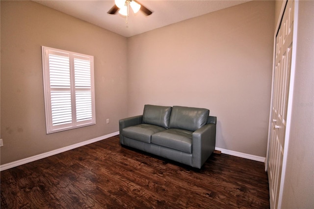 201 Walter Stevens Way, Deland, FL 32724 - sitting room with a ceiling fan, wood finished floors, and baseboards