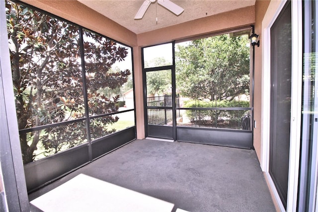 201 Walter Stevens Way, Deland, FL 32724 - unfurnished sunroom with ceiling fan