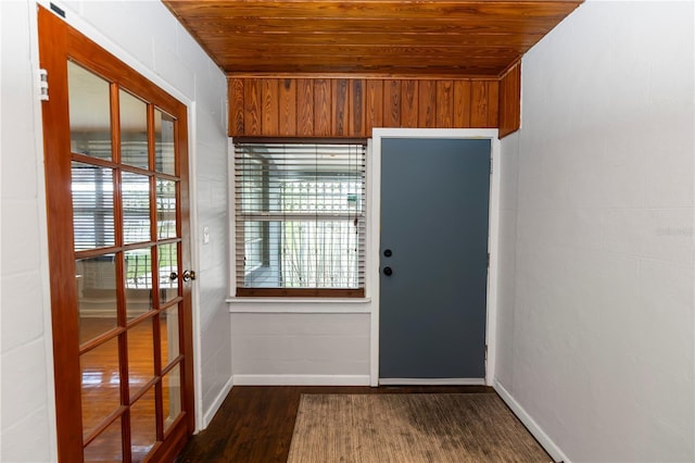 18 S Shell Rd, Debary, FL 32713 - doorway to outside with wooden ceiling, french doors, wood finished floors, and baseboards