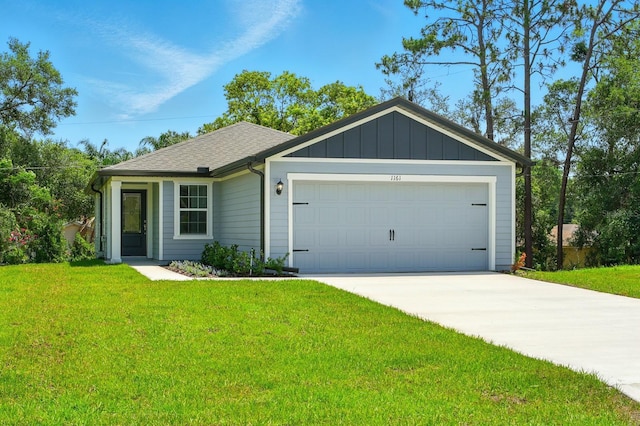 1161 Kenway Ave, Deltona, FL 32738 - single story home featuring concrete driveway, a garage, a front yard, and board and batten siding