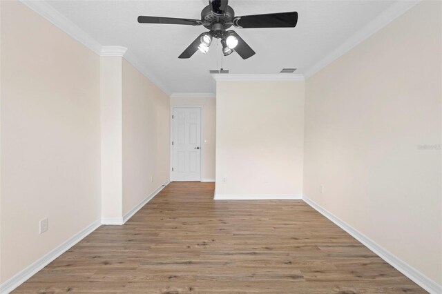 2263 Catbriar Way, Oviedo, FL 32765 - unfurnished room with ornamental molding, ceiling fan, and wood finished floors