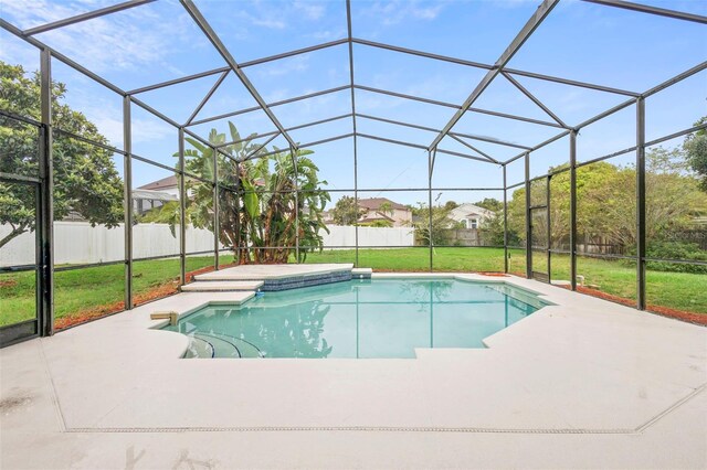 2263 Catbriar Way, Oviedo, FL 32765 - view of pool featuring a patio area, a fenced backyard, and glass enclosure