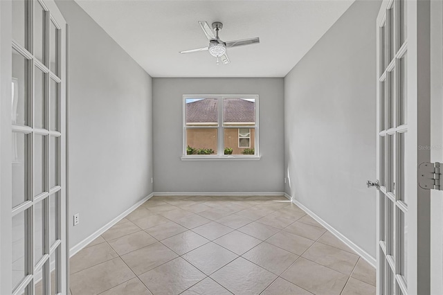 31 Abacus Ave, Ormond Beach, FL 32174 - unfurnished room with light tile patterned floors, a ceiling fan, and french doors