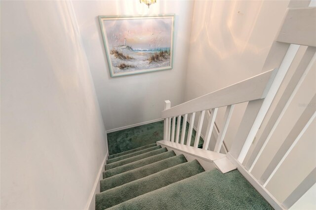 961 S Lakewood Ter Unit C, Port Orange, FL 32127 - staircase featuring carpet floors and baseboards