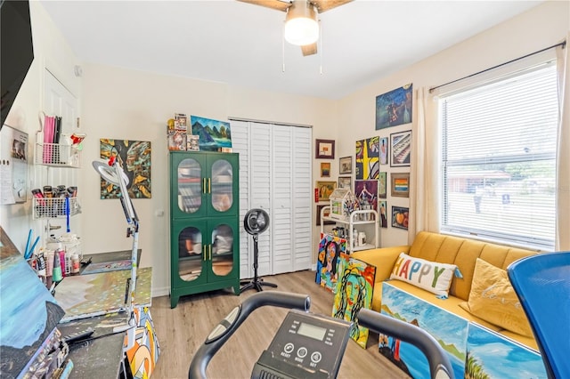 1455 Whitewood Dr, Deltona, FL 32725 - playroom with ceiling fan and wood finished floors