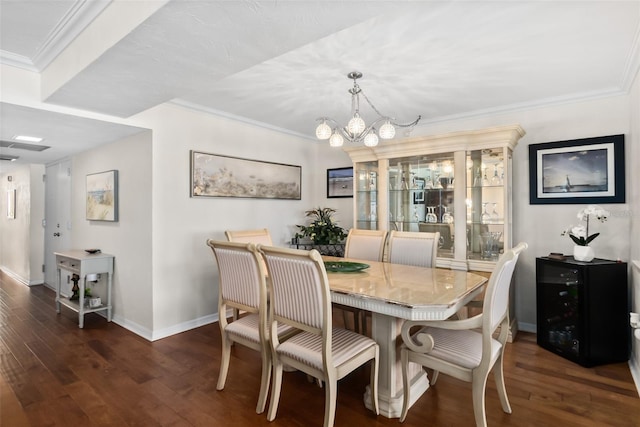 3003 S Atlantic Ave Unit 3A2, Daytona Beach Shores, FL 32118 - dining area with hardwood / wood-style floors, a chandelier, and crown molding