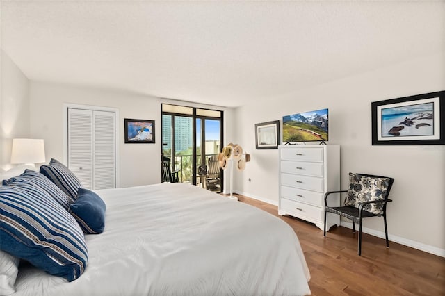 3003 S Atlantic Ave Unit 3A2, Daytona Beach Shores, FL 32118 - bedroom with access to exterior, wood finished floors, and a closet