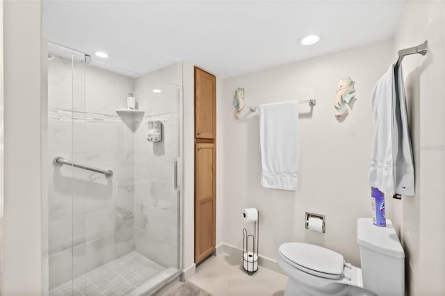 3003 S Atlantic Ave Unit 3A2, Daytona Beach Shores, FL 32118 - bathroom featuring a stall shower and recessed lighting