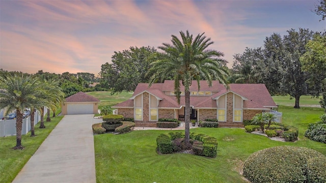 3 Pine Meadow Ct, Debary, FL 32713 - mid-century modern home featuring a garage and brick siding
