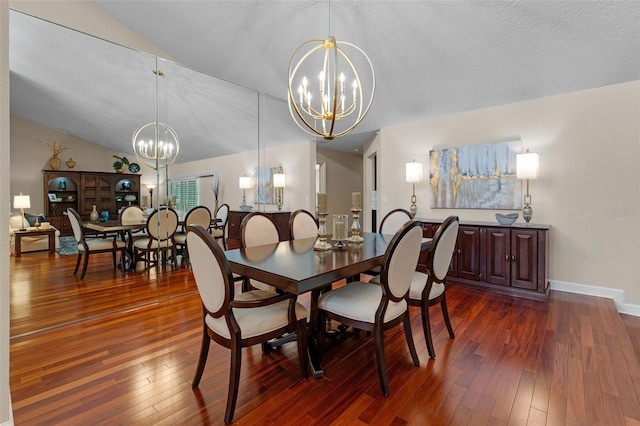 3 Pine Meadow Ct, Debary, FL 32713 - dining room featuring a chandelier, dark wood-type flooring, and vaulted ceiling