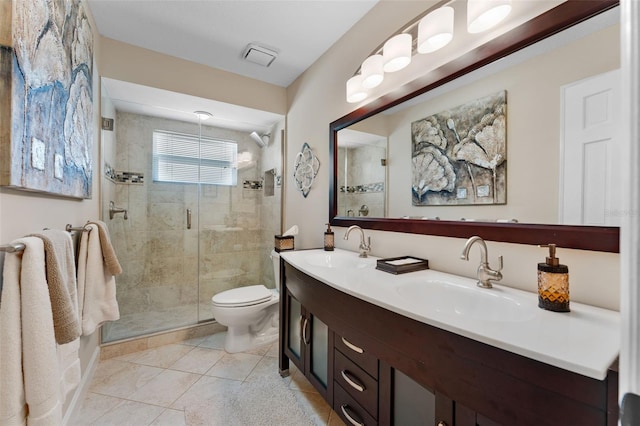3 Pine Meadow Ct, Debary, FL 32713 - full bathroom with a stall shower, double vanity, and tile patterned flooring