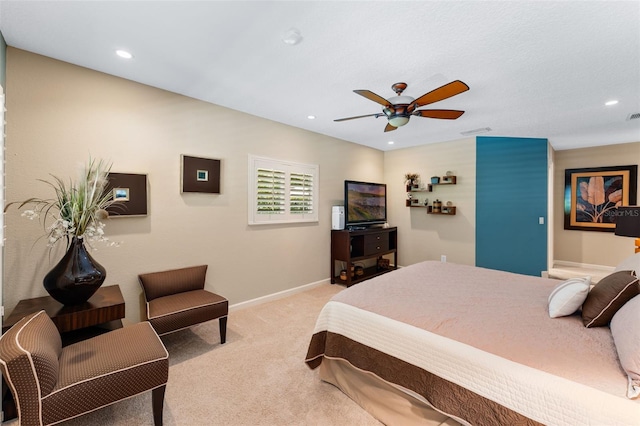 3 Pine Meadow Ct, Debary, FL 32713 - bedroom with light carpet, recessed lighting, and ceiling fan