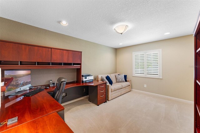 3 Pine Meadow Ct, Debary, FL 32713 - office area featuring carpet flooring, a textured ceiling, and recessed lighting
