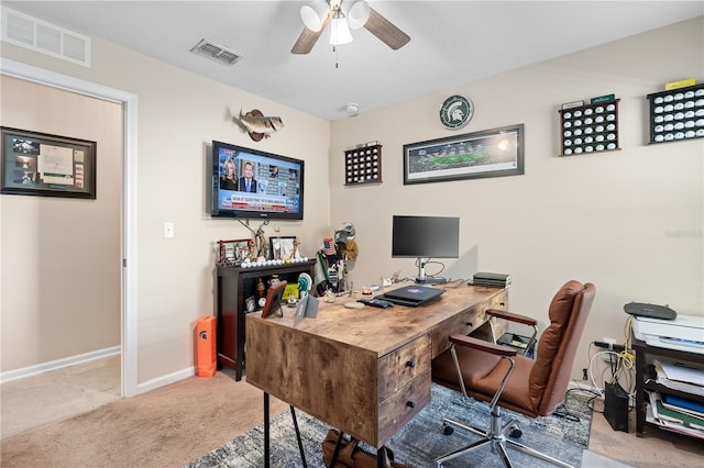 727 Grape Ivy Ln, New Smyrna Beach, FL 32168 - office featuring carpet floors and a ceiling fan