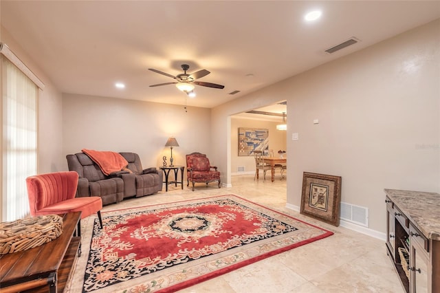 2724 N Halifax Ave, Daytona Beach, FL 32118 - living room with ceiling fan and recessed lighting
