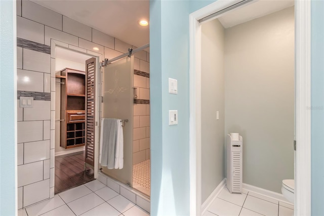 2724 N Halifax Ave, Daytona Beach, FL 32118 - full bathroom with a stall shower, tile patterned flooring, a closet, and recessed lighting