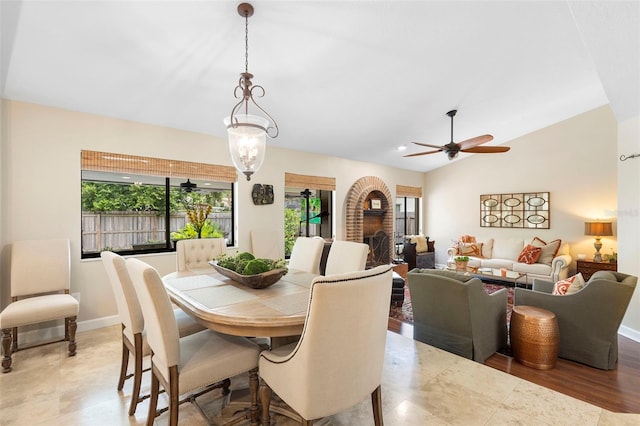 1261 Burning Tree Ln, Winter Park, FL 32792 - dining room with ceiling fan and lofted ceiling