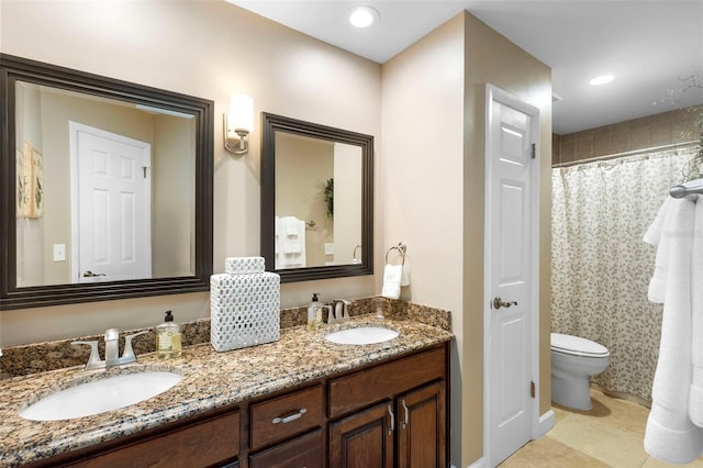 1261 Burning Tree Ln, Winter Park, FL 32792 - bathroom with double vanity, recessed lighting, and curtained shower