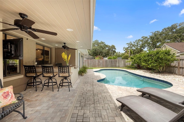 1261 Burning Tree Ln, Winter Park, FL 32792 - view of pool featuring a fenced backyard, a patio area, and a ceiling fan