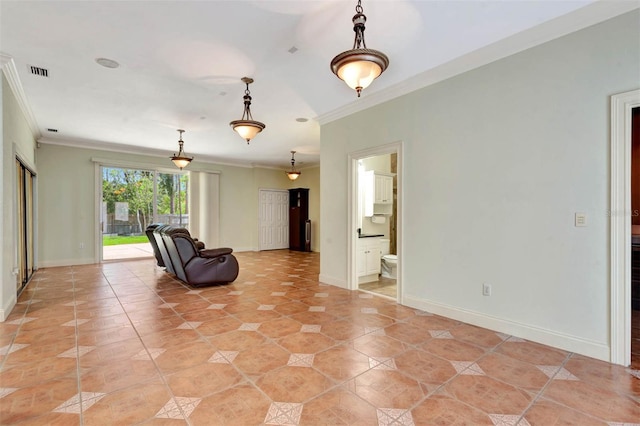 3428 Longleaf Rd, Ormond Beach, FL 32174 - unfurnished living room featuring ornamental molding and light tile patterned flooring