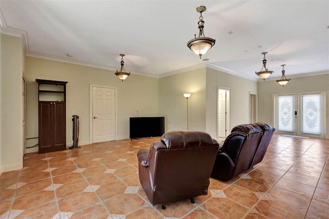 3428 Longleaf Rd, Ormond Beach, FL 32174 - living room featuring crown molding and light tile patterned floors