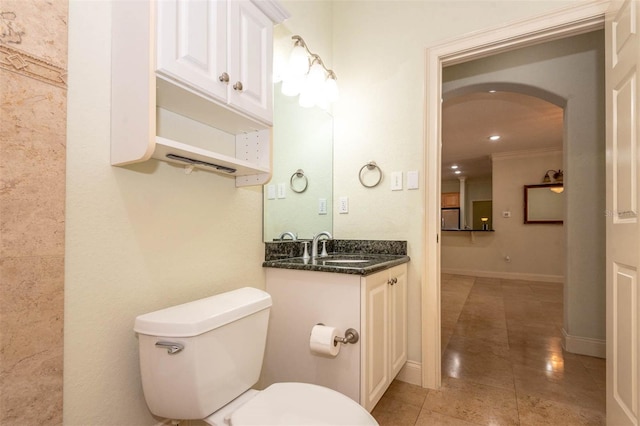 3428 Longleaf Rd, Ormond Beach, FL 32174 - bathroom featuring vanity, tile patterned flooring, ornamental molding, and recessed lighting
