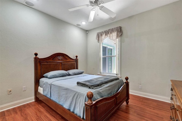 3428 Longleaf Rd, Ormond Beach, FL 32174 - bedroom featuring wood finished floors, a ceiling fan, and recessed lighting