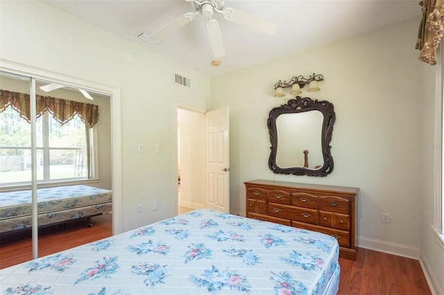 3428 Longleaf Rd, Ormond Beach, FL 32174 - bedroom featuring wood finished floors, ceiling fan, and a closet