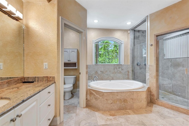 3428 Longleaf Rd, Ormond Beach, FL 32174 - bathroom with vanity, a bath, a stall shower, and recessed lighting