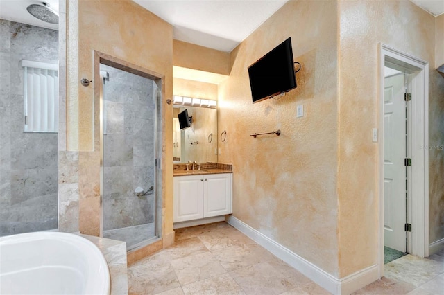 3428 Longleaf Rd, Ormond Beach, FL 32174 - full bathroom with a shower stall, vanity, and a bath