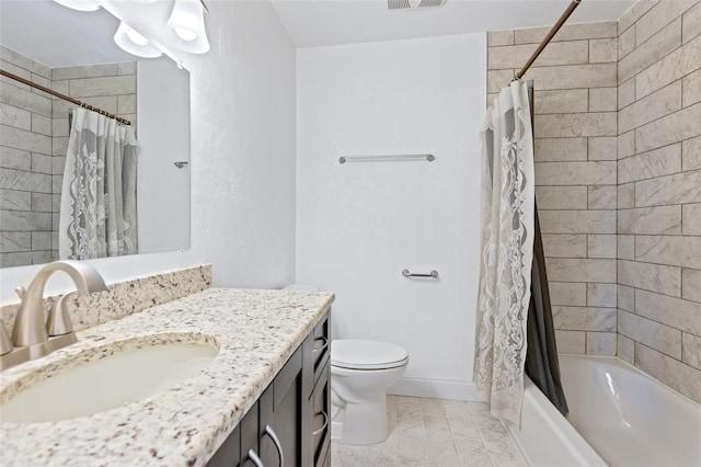 10 Venetian Cir, Port Orange, FL 32127 - bathroom featuring vanity, shower / tub combo, and marble look tile flooring