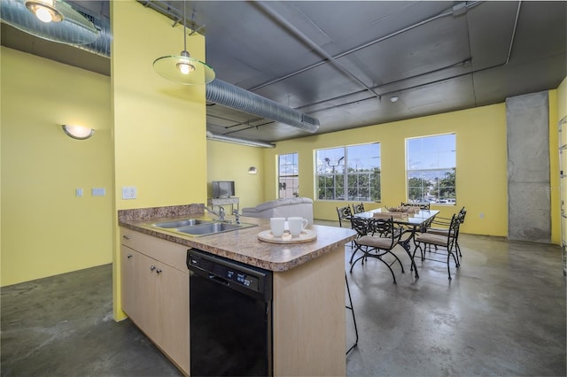 208 Wall St Unit 204, Daytona Beach, FL 32114 - kitchen featuring dishwasher, concrete flooring, a peninsula, and open floor plan