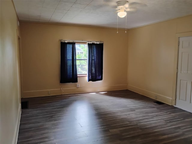 615 Weber Ave, Daytona Beach, FL 32114 - empty room with wood finished floors, a ceiling fan, and crown molding