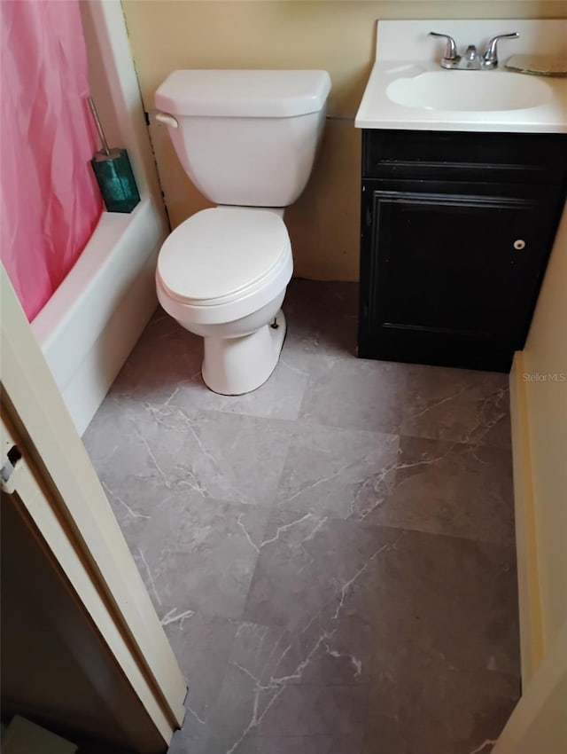 615 Weber Ave, Daytona Beach, FL 32114 - full bath with vanity, marble finish floors, and shower / bath combo