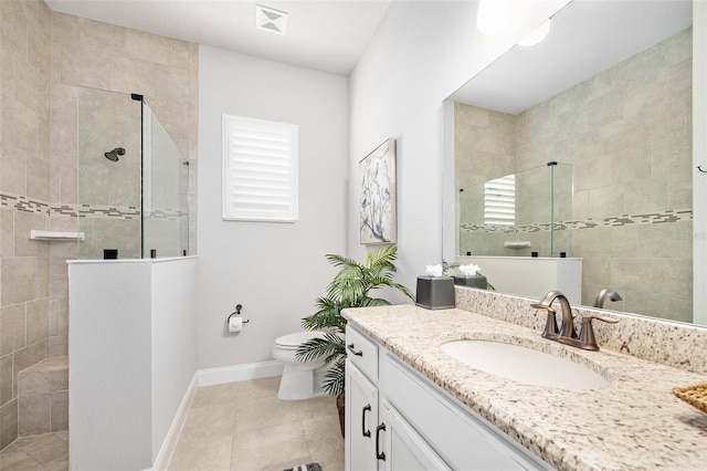 2825 S Asciano Ct, New Smyrna Beach, FL 32168 - full bathroom with vanity, a walk in shower, and tile patterned floors