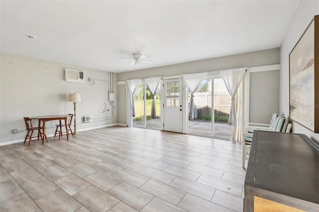 5759 Dogwood Rd, Port Orange, FL 32127 - living room featuring ceiling fan and a wall unit AC