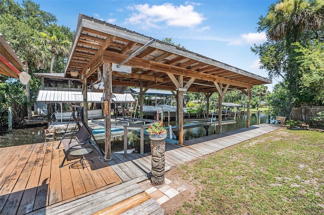 1085 Indigo Rd, Ormond Beach, FL 32174 - dock area featuring boat lift and a water view