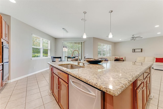 32 Abacus Ave, Ormond Beach, FL 32174 - kitchen with appliances with stainless steel finishes, open floor plan, light tile patterned flooring, plenty of natural light, and recessed lighting