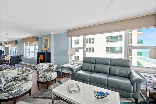 3315 S Atlantic Ave Unit 1605, Daytona Beach Shores, FL 32118 - living area featuring wood finished floors and crown molding
