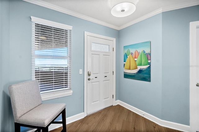 3315 S Atlantic Ave Unit 1605, Daytona Beach Shores, FL 32118 - entrance foyer with dark wood-type flooring and crown molding
