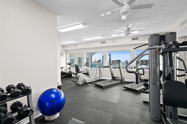 3315 S Atlantic Ave Unit 1605, Daytona Beach Shores, FL 32118 - gym with a ceiling fan