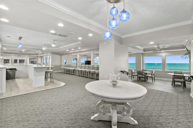 3315 S Atlantic Ave Unit 1605, Daytona Beach Shores, FL 32118 - community lobby with ornamental molding, recessed lighting, and a water view