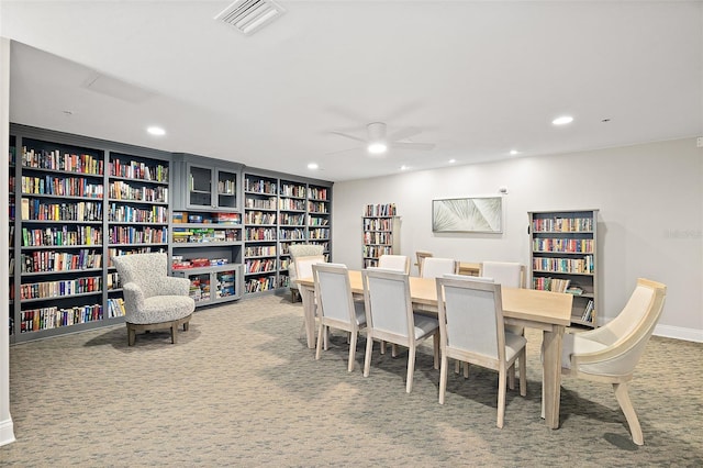 3315 S Atlantic Ave Unit 1605, Daytona Beach Shores, FL 32118 - carpeted dining space with a ceiling fan and recessed lighting