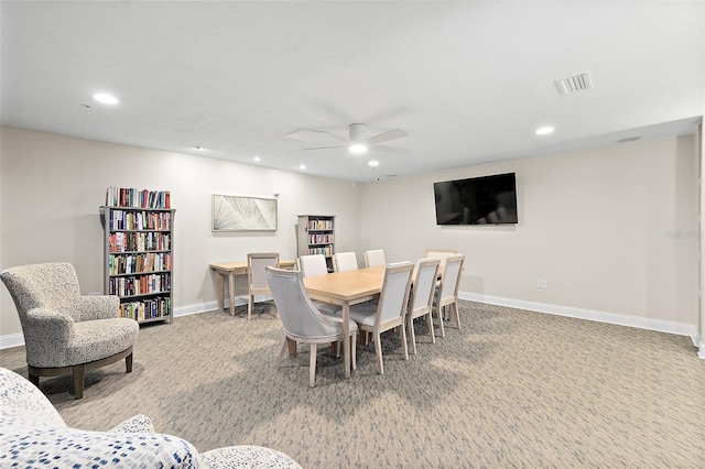3315 S Atlantic Ave Unit 1605, Daytona Beach Shores, FL 32118 - carpeted dining area featuring recessed lighting and a ceiling fan