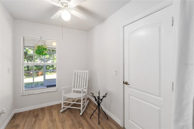 5 Bird Of Paradise Pl, Palm Coast, FL 32137 - sitting room featuring wood finished floors and a ceiling fan