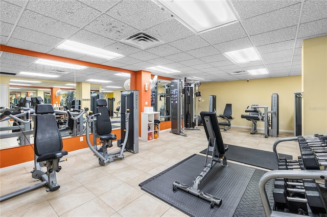 2545 S Atlantic Ave Unit 102, Daytona Beach Shores, FL 32118 - exercise room with a paneled ceiling and baseboards