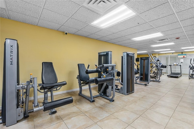 2545 S Atlantic Ave Unit 102, Daytona Beach Shores, FL 32118 - exercise room with a paneled ceiling and light tile patterned flooring